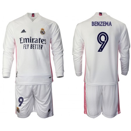 Fußballtrikots Real Madrid Karim Benzema 9 Kinder 2020-2021 Langarm Heimtrikotsatz kaufen